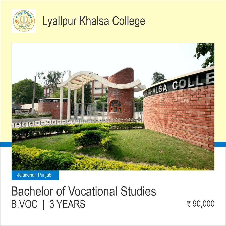 Bachelor of Vocational Studies [B.Voc] at Lyallpur Khalsa College, Jalandhar